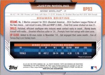 2015 Bowman - Prospects #BP93 Justin Nicolino Back