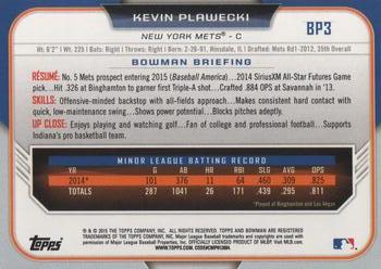2015 Bowman - Prospects #BP3 Kevin Plawecki Back