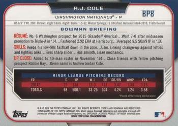 2015 Bowman - Prospects #BP8 A.J. Cole Back