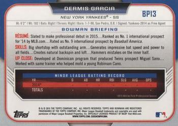 2015 Bowman - Prospects #BP13 Dermis Garcia Back