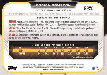 2015 Bowman - Prospects #BP20 Adrian Sampson Back