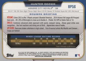 2015 Bowman - Prospects #BP56 Hunter Dozier Back