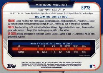 2015 Bowman - Prospects #BP78 Marcos Molina Back