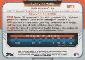 2015 Bowman - Prospects #BP79 Avery Romero Back