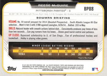 2015 Bowman - Prospects #BP88 Reese McGuire Back
