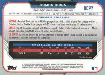 2015 Bowman - Chrome Prospects #BCP7 Roman Quinn Back