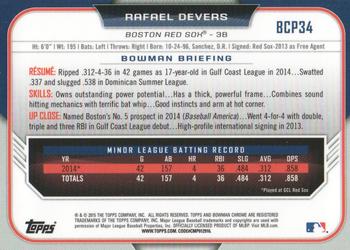 2015 Bowman - Chrome Prospects #BCP34 Rafael Devers Back