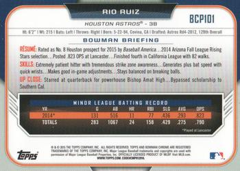 2015 Bowman - Chrome Prospects #BCP101 Rio Ruiz Back