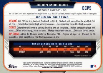 2015 Bowman - Chrome Prospects #BCP5 Dixon Machado Back
