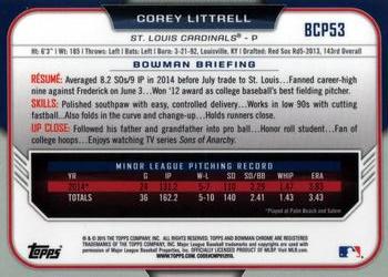 2015 Bowman - Chrome Prospects #BCP53 Corey Littrell Back