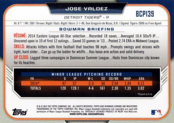2015 Bowman - Chrome Prospects #BCP139 Jose Valdez Back