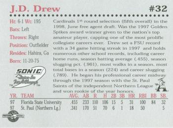 1998 Multi-Ad Arkansas Travelers Update #32 J.D. Drew Back