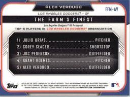 2015 Bowman - The Farm's Finest Minis #FFM-AV Alex Verdugo Back