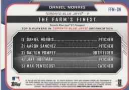 2015 Bowman - The Farm's Finest Minis #FFM-DN Daniel Norris Back