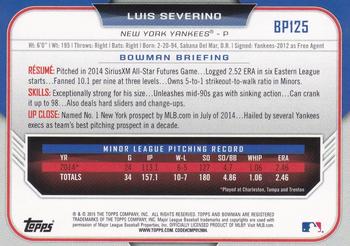 2015 Bowman - Prospects Yellow #BP125 Luis Severino Back