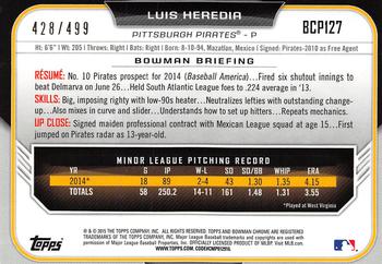 2015 Bowman - Chrome Prospects Refractors #BCP127 Luis Heredia Back