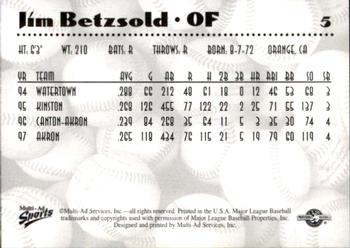 1997 Multi-Ad AA All-Stars #5 Jim Betzsold Back