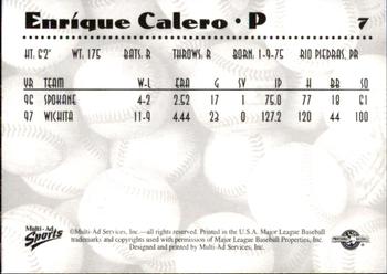 1997 Multi-Ad AA All-Stars #7 Enrique Calero Back