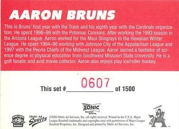 2000 Multi-Ad Arkansas Travelers #NNO Aaron Bruns Back