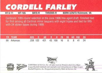 2000 Multi-Ad Arkansas Travelers #NNO Cordell Farley Back