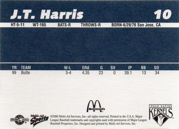 2000 Multi-Ad Cedar Rapids Kernels #10 J.T. Harris Back