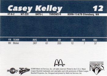 2000 Multi-Ad Cedar Rapids Kernels #12 Casey Kelley Back