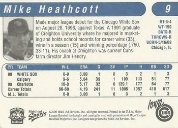 2000 Multi-Ad Iowa Cubs #9 Mike Heathcott Back