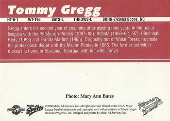 2000 Multi-Ad Macon Braves #NNO Tommy Gregg Back