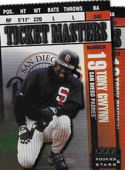 1998 Leaf Rookies & Stars - Ticket Masters Die Cuts #5 Tony Gwynn / Ken Caminiti Front