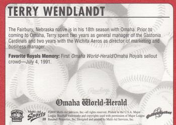 2000 Multi-Ad Omaha Golden Spikes #28 Terry Wendlandt Back
