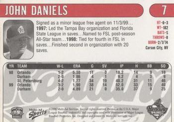 2000 Multi-Ad Reading Phillies #7 John Daniels Back