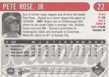 2000 Multi-Ad Reading Phillies #22 Pete Rose, Jr. Back
