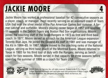 2000 Multi-Ad Round Rock Express #2 Jackie Moore Back