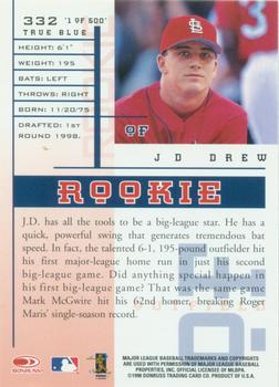 1998 Leaf Rookies & Stars - True Blue #332 J.D. Drew Back