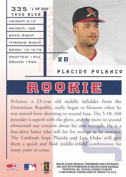 1998 Leaf Rookies & Stars - True Blue #335 Placido Polanco Back