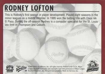 2000 Multi-Ad South Bend Silver Hawks #28 Rodney Lofton Back