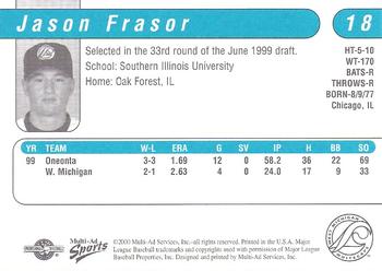 2000 Multi-Ad West Michigan Whitecaps #NNO Jason Frasor Back