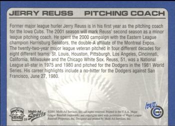 2001 Multi-Ad Iowa Cubs #28 Jerry Reuss Back