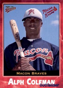2001 Multi-Ad Macon Braves #9 Alph Coleman Front