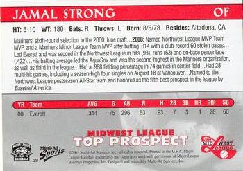 2001 Multi-Ad Midwest League Top Prospects #29 Jamal Strong Back