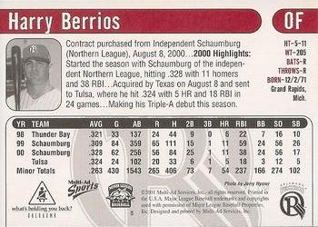 2001 Multi-Ad Oklahoma RedHawks #5 Harry Berrios Back