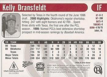 2001 Multi-Ad Oklahoma RedHawks #9 Kelly Dransfeldt Back