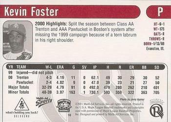 2001 Multi-Ad Oklahoma RedHawks #10 Kevin Foster Back