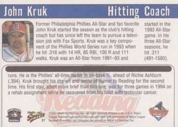 2001 Multi-Ad Reading Phillies #27 John Kruk Back