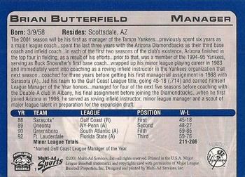 2001 Multi-Ad Tampa Yankees #1 Brian Butterfield Back
