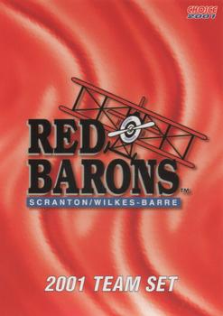 2001 Choice Scranton/Wilkes-Barre Red Barons #30 Checklist Front