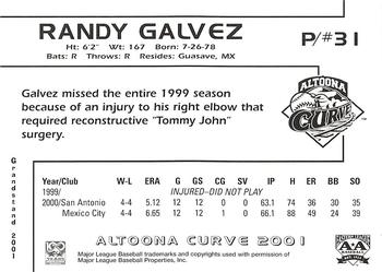 2001 Grandstand Altoona Curve #NNO Randy Galvez Back