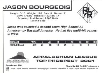 2001 Grandstand Appalachian League Top Prospects #NNO Jason Bourgeois Back