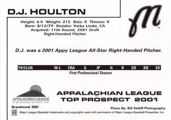 2001 Grandstand Appalachian League Top Prospects Update #NNO D.J. Houlton Back