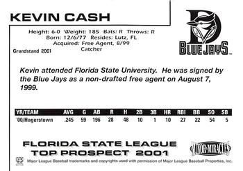 2001 Grandstand Florida State League Top Prospects #NNO Kevin Cash Back